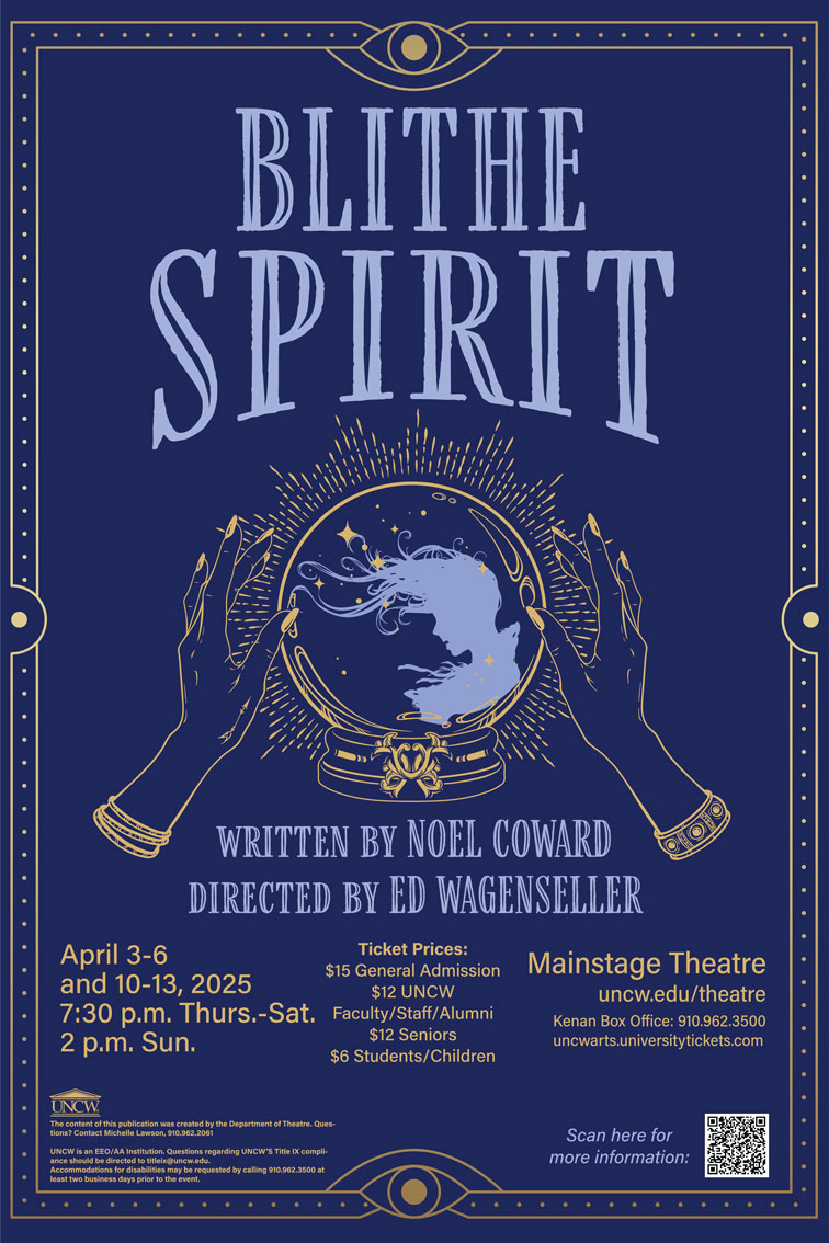 Poster for the play Blithe Spirit, featuring a crystal ball