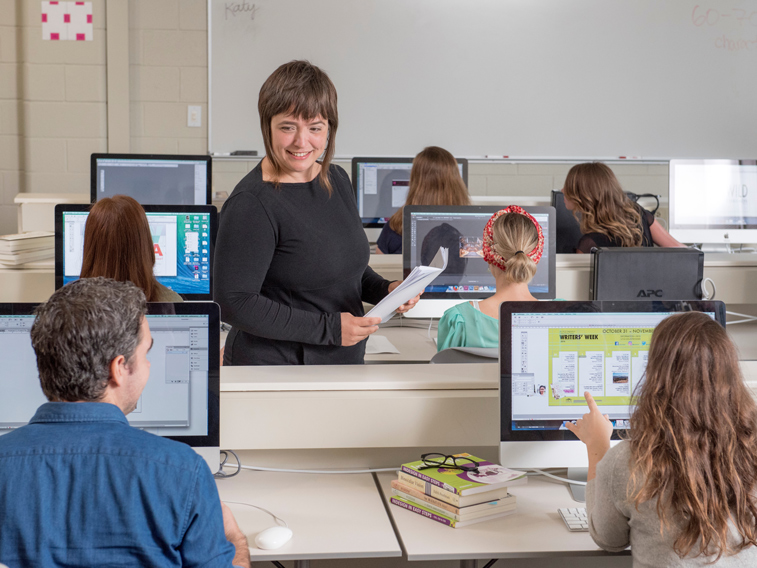 Students sitting in a writing lab
