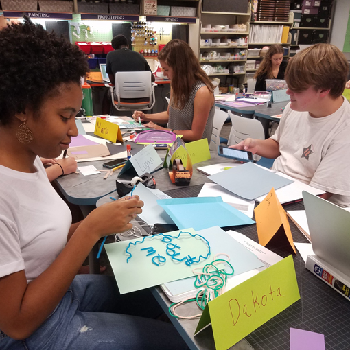 Students in the Curriculum Materials Center