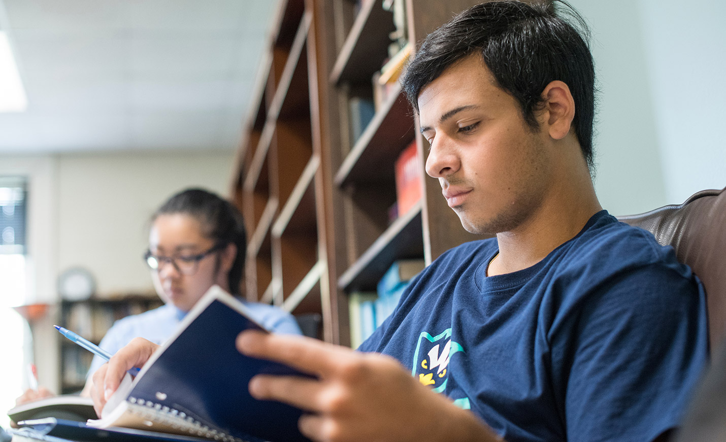 Students reading in library