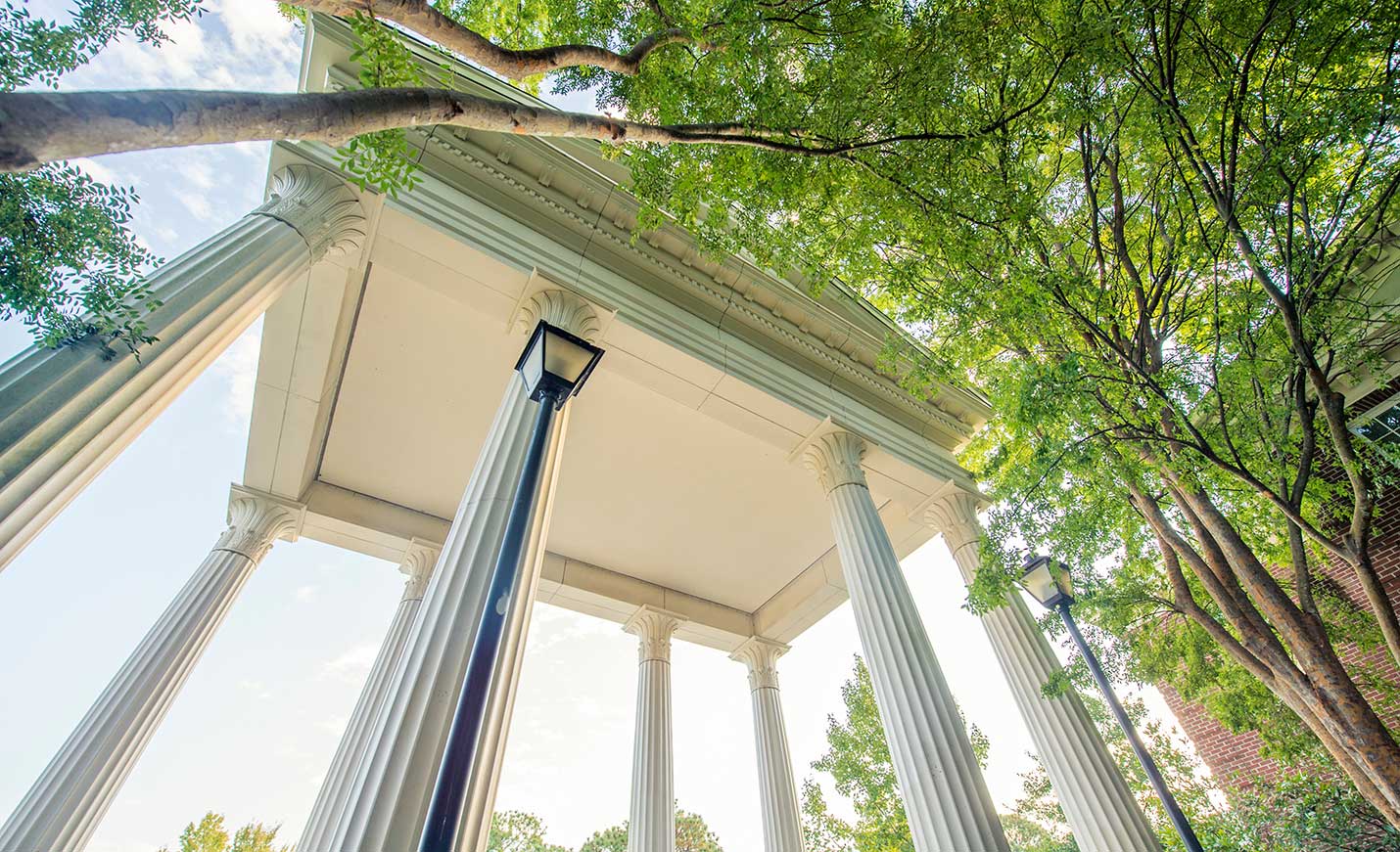 Entrance gates to campus between Leutze and Morton Halls