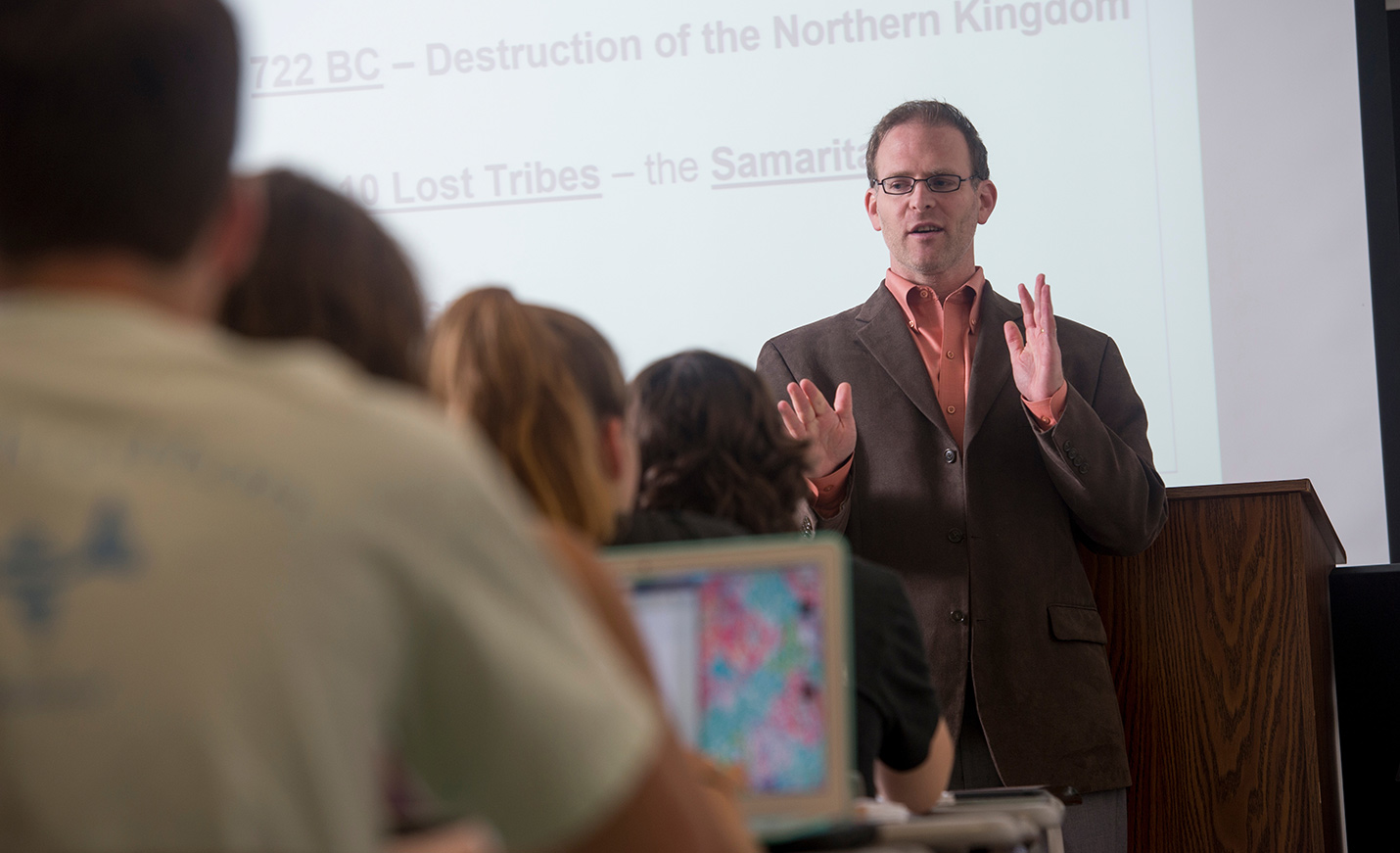 History professor lecturing to students