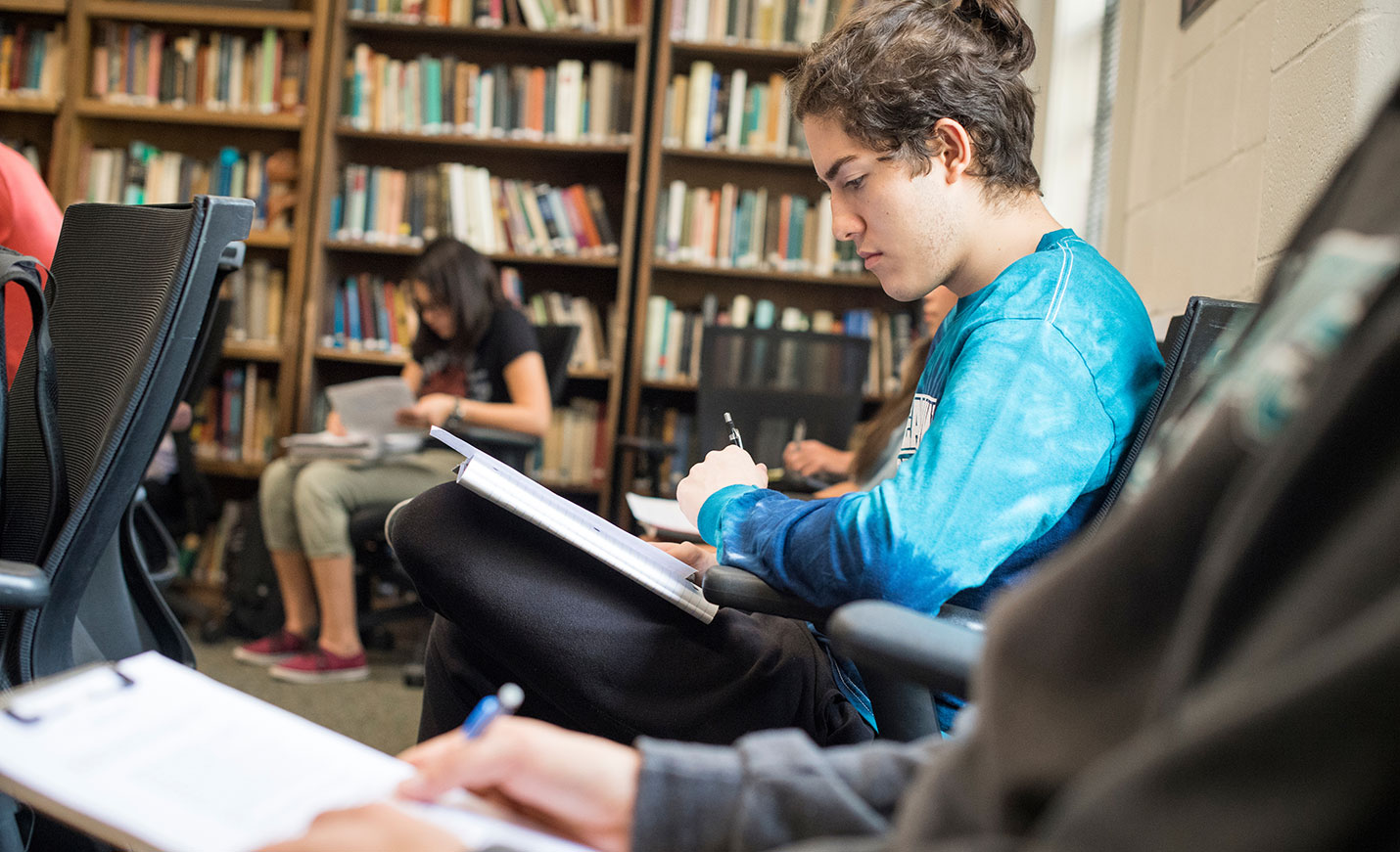 Students studying in the library