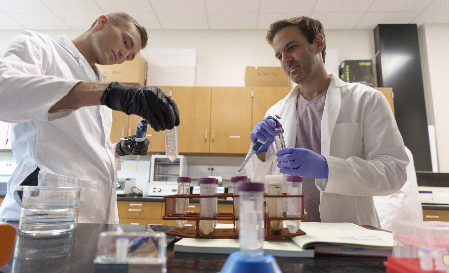 Professor in lab