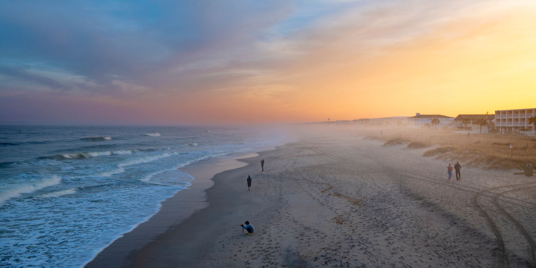 A picture of the NC coast with waves crashing