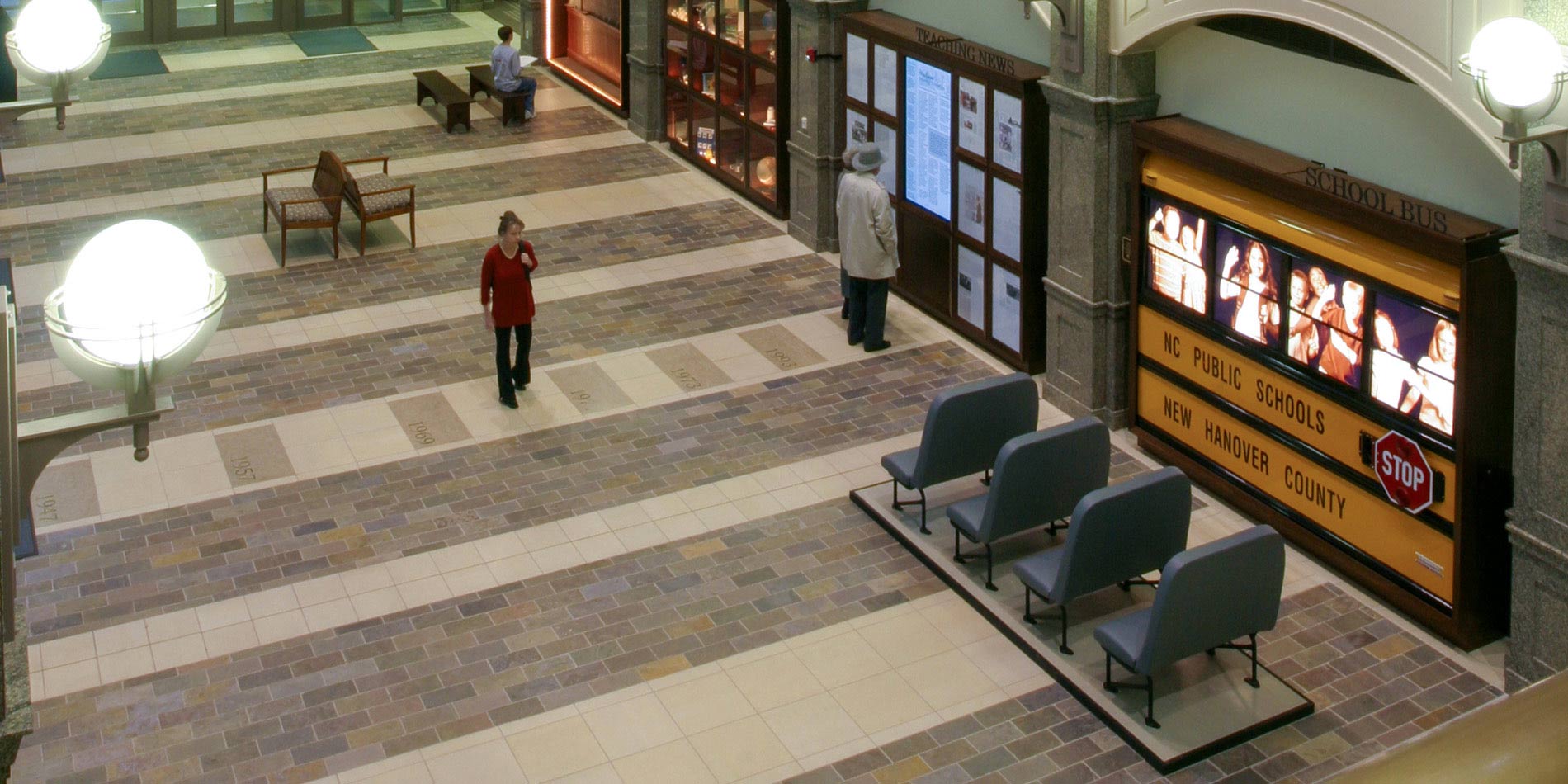 Portrait aspect photo of the inside of Watson College taken from the second Floor facing the rear entrance