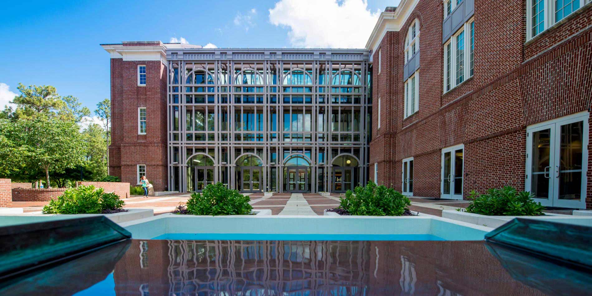 Fountain outside Legacy Hall.