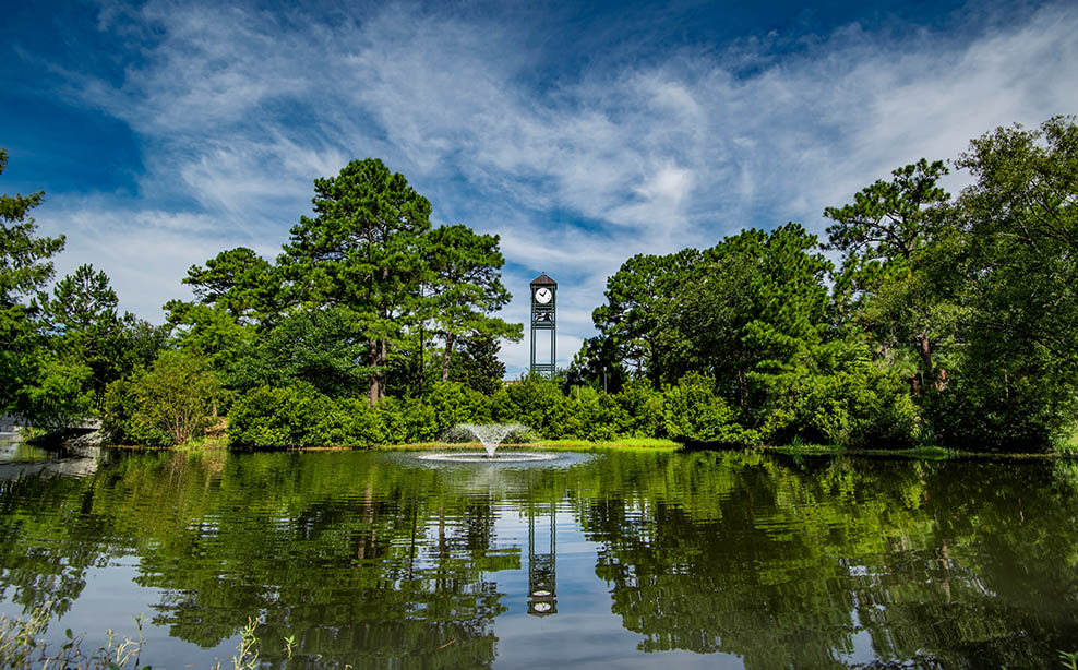 clocktower and lake.