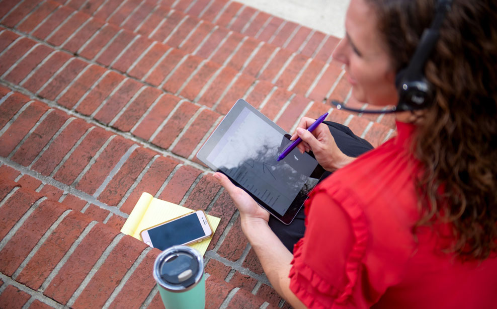 Student working on a iPad.