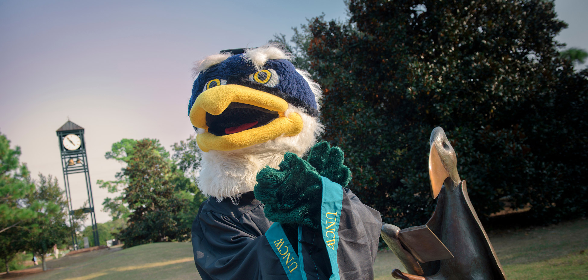 Sammy Seahawk in UNCW Regalia