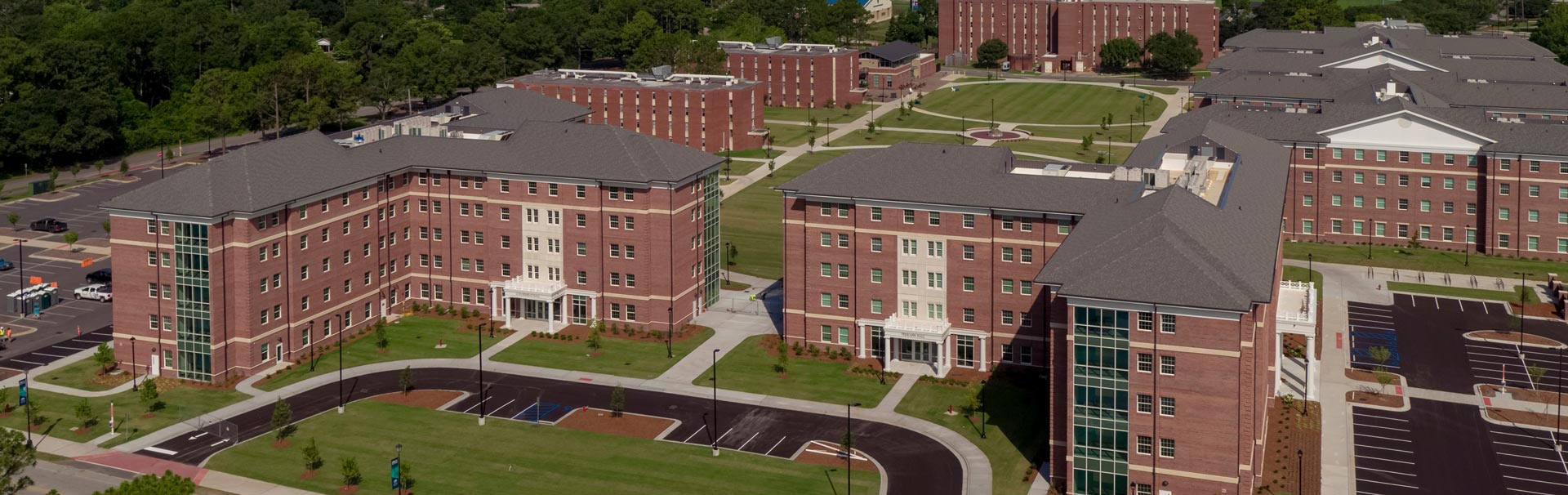 drone shot of seahawk village high up