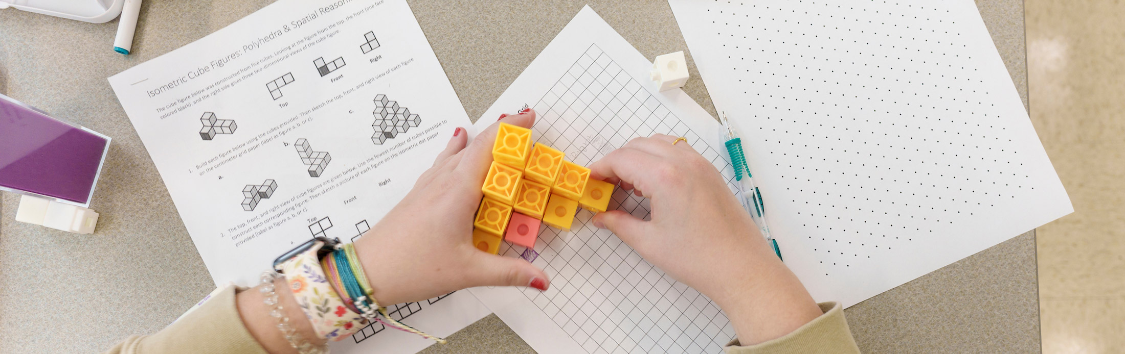 Students learning visual learning techniques to help solve mathematical problems