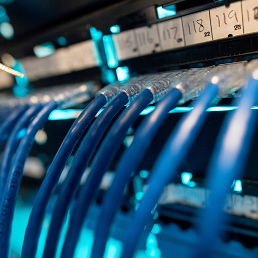 blue cords on computer