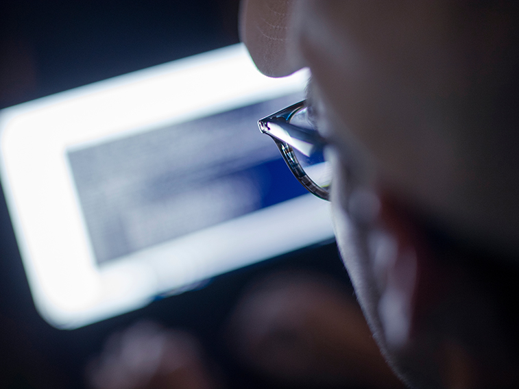 Person working on a laptop