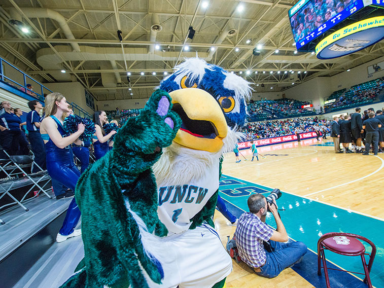Sammy Seahawk in Trask for Homecoming