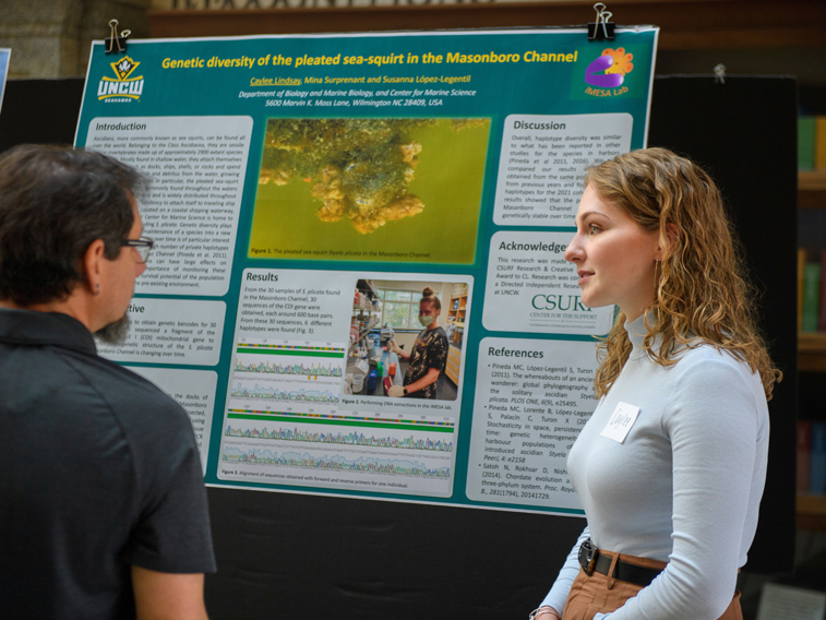 Student gives a presentation on marine life