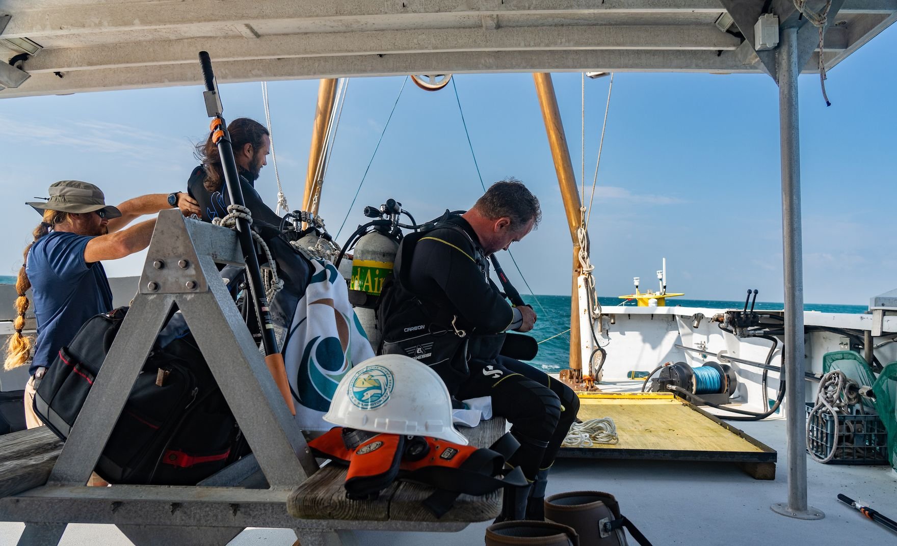 Scuba diver getting ready to get in the water