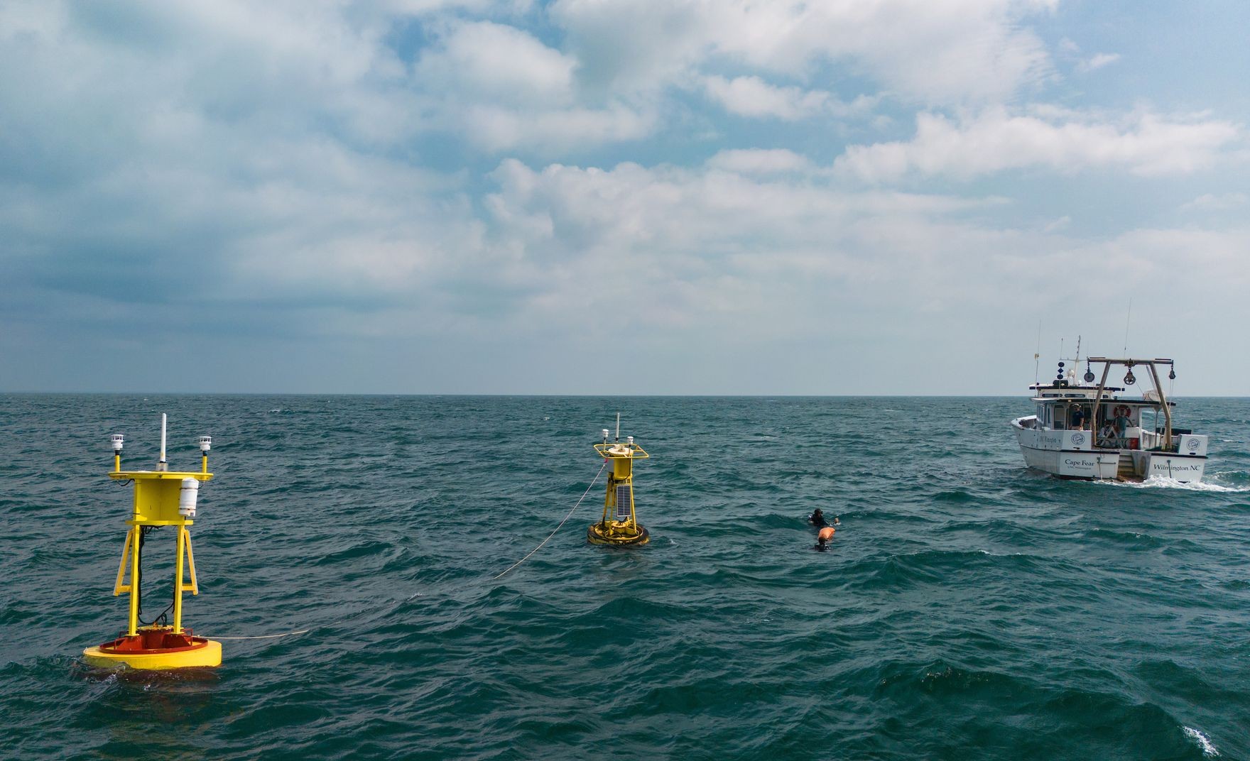 Yellow buoys in the ocean