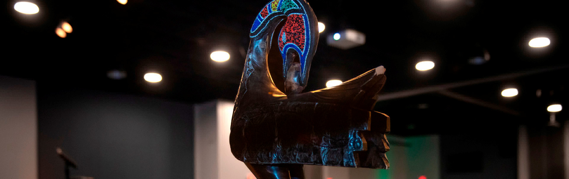 A sculpture of a Sankofa bird
