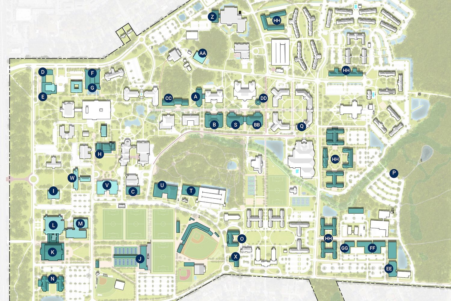 Map of the campus master plan