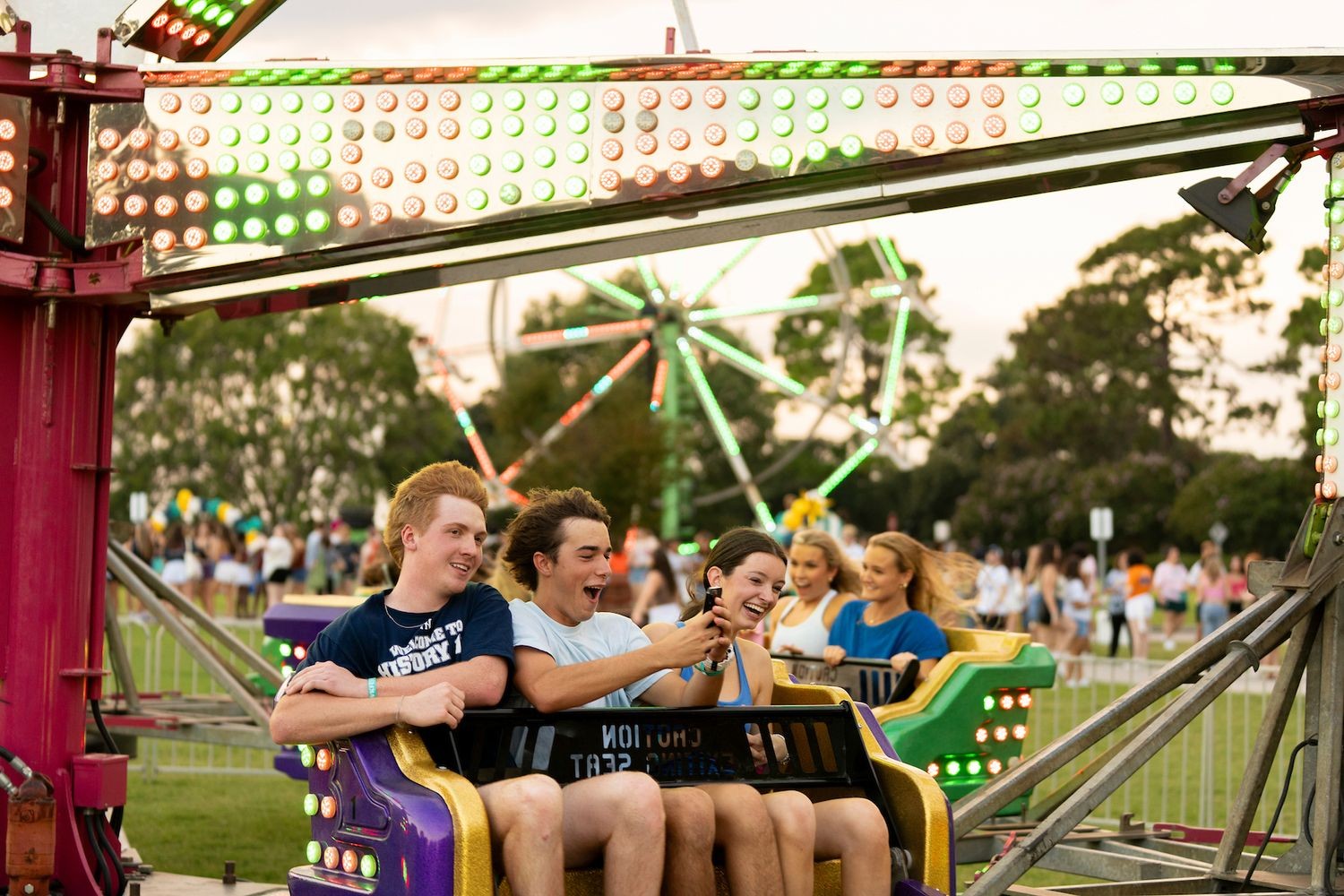 Students on a carnival ride