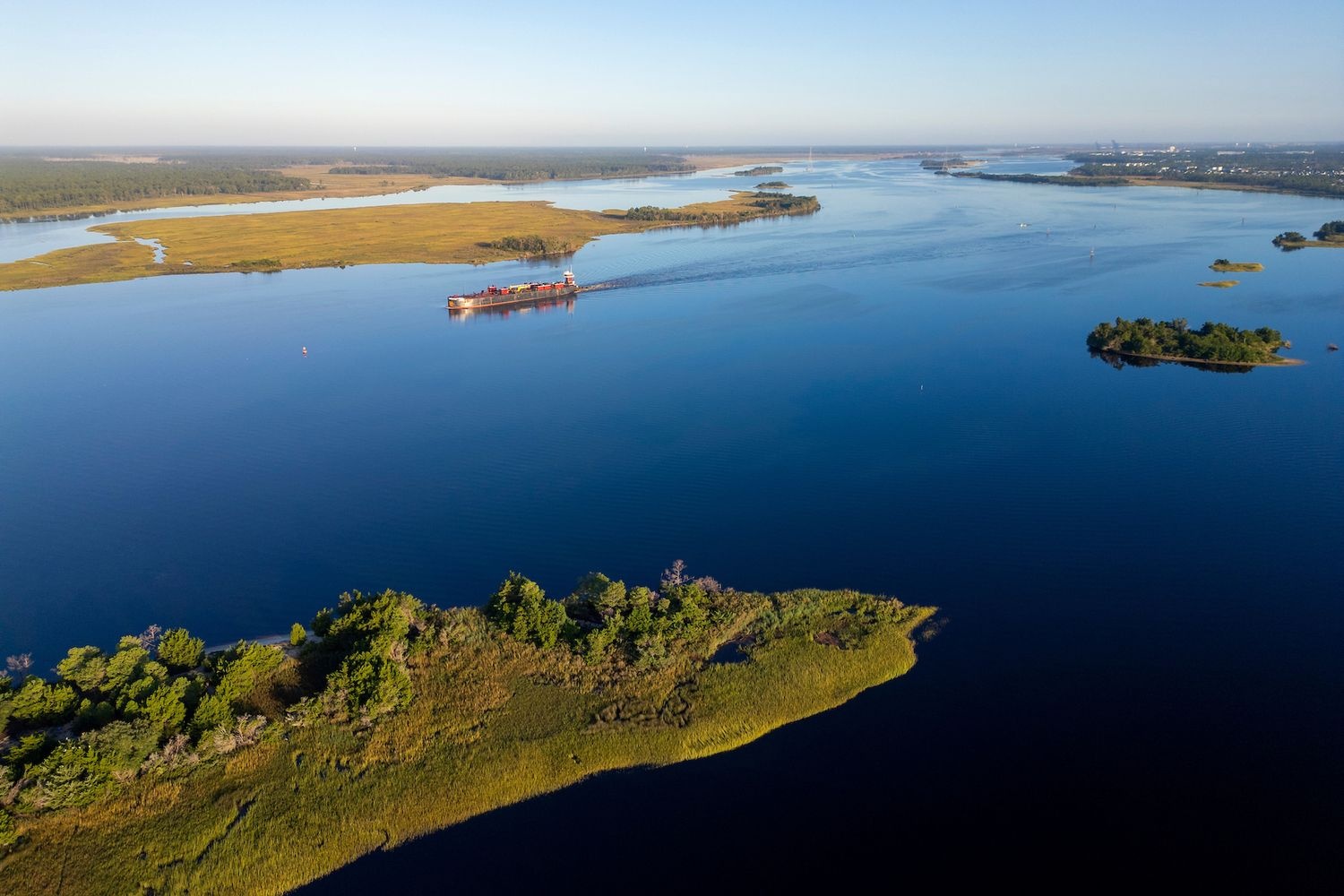Cargo ships on the Cape Fear River