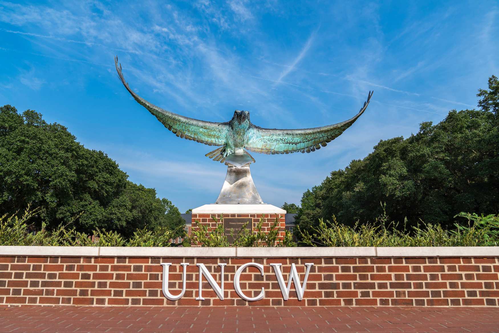 soaring seahawk statue on a sunny day