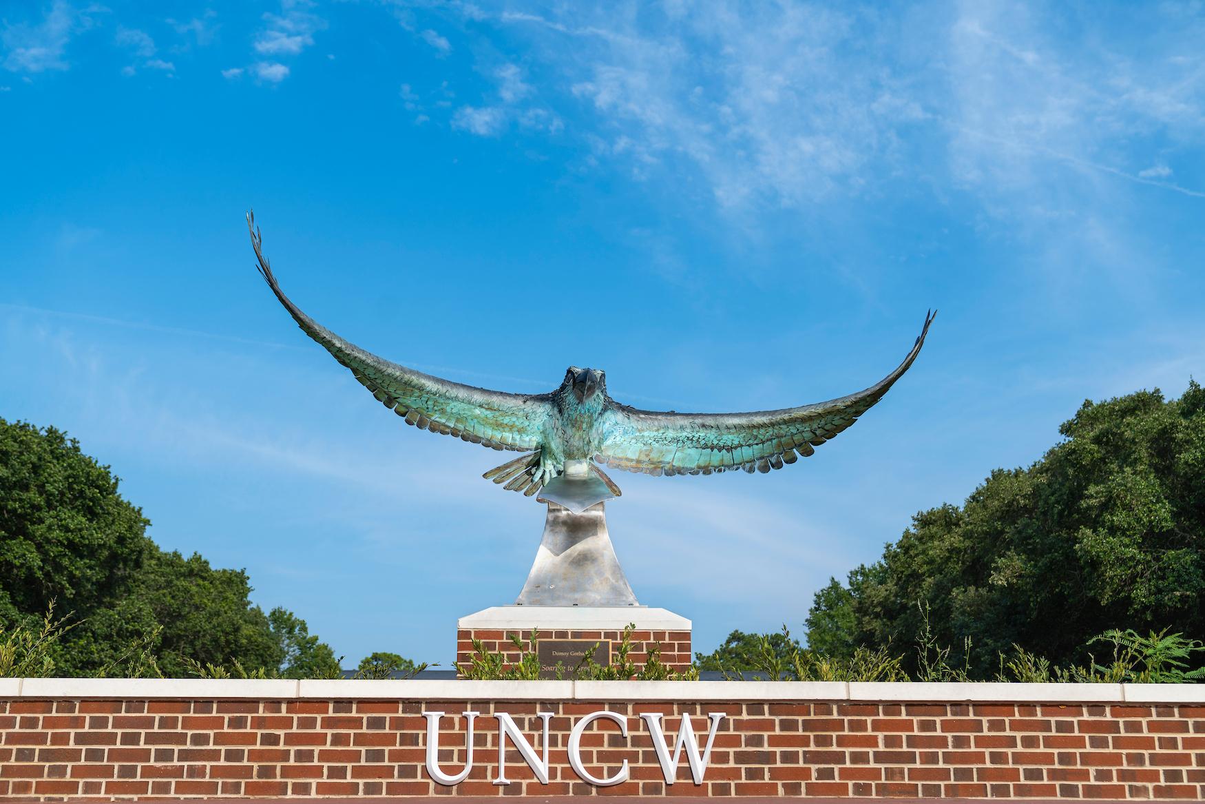 soaring seahawk statue on a sunny day