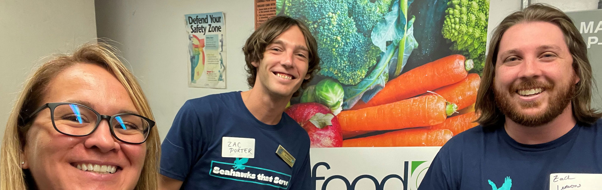Jaime Russell, Zac Porter, and Zach Lemons at the Food Bank