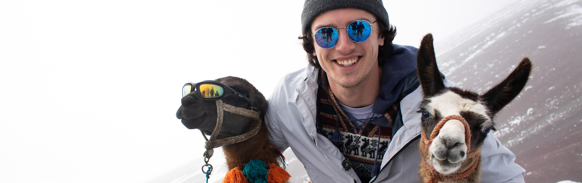 student with lama